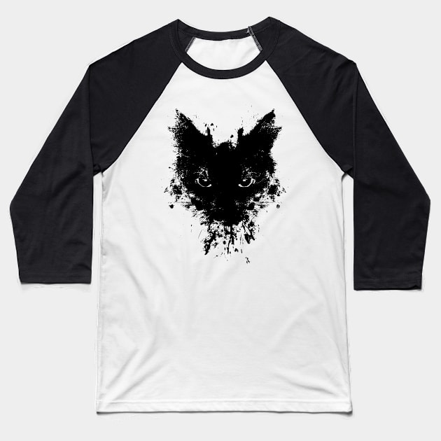 Angry cat on abstract art Baseball T-Shirt by mom and kids